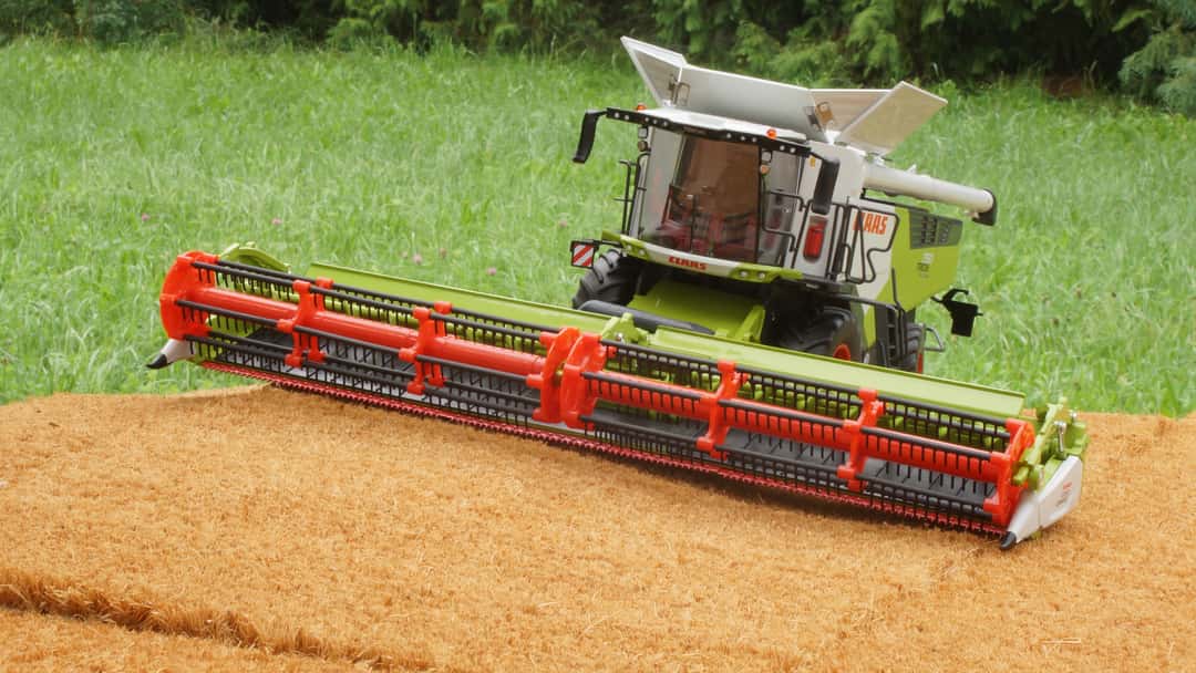Modellino CLAAS Trion 750 Terra Trac E Testata Convio Flex 1080 In Scala 1:87 (Wiking)